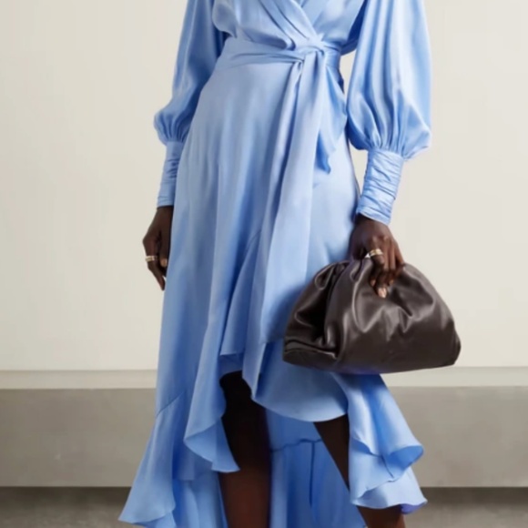 Zimmerman silk cornflower blue midi wrap dress Size 1 - Picture 5 of 12